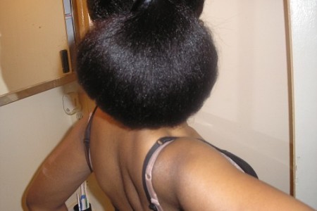 Natural Hair Styles- Bun on Straightened Hair